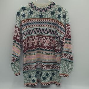 Middlebrook Park Vintage 90s Knit Sweater Floral Fair Isle Grandmacore Small